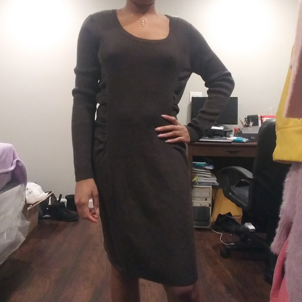 Brown sweater dress